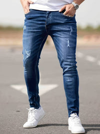 Yestin - Trendige Herren Jeans im angesagten Destroyed Look in Marineblau
