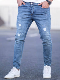 Yestin - Trendige Herren Jeans im angesagten Destroyed Look in Hellblau