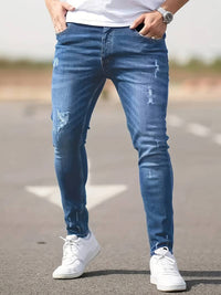 Yestin - Trendige Herren Jeans im angesagten Destroyed Look in Lebendiges Blau