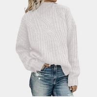 Damen Pullover | Strick warm mit Stehkragen in Weiß