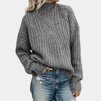 Damen Pullover | Strick warm mit Stehkragen in Grau