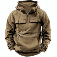 Lässiger Kapuzenpullover mit Reißverschluss - Timo in Khaki