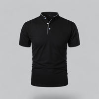 William | Ohne Kragen Taillierter Schnitt Poloshirt in Schwarz