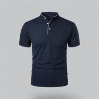 William | Ohne Kragen Taillierter Schnitt Poloshirt in Marineblau