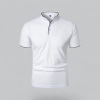 William | Ohne Kragen Taillierter Schnitt Poloshirt in Weiß