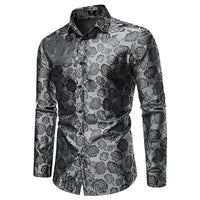 Oliver | Langarm Hochglanz Langarmhemd in Silber