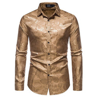 Oliver | Langarm Hochglanz Langarmhemd in Gold