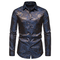 Oliver | Langarm Hochglanz Langarmhemd in Marineblau