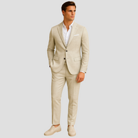 Julian | Einreihig Tailliert Zweiteiliges Anzugset in Beige