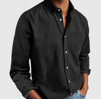 Edmund | Regular-Fit Langarm Langarmhemd in Schwarz