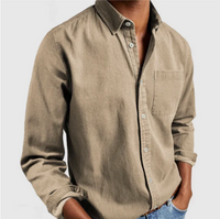 Edmund | Regular-Fit Langarm Langarmhemd in Khaki