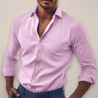 Percival | Langarm Knopfleiste Langarmhemd in Rosa