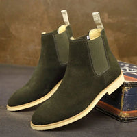 Raphael | Schlupf Hoher Schaft Chelsea-Stiefel in Army Grün