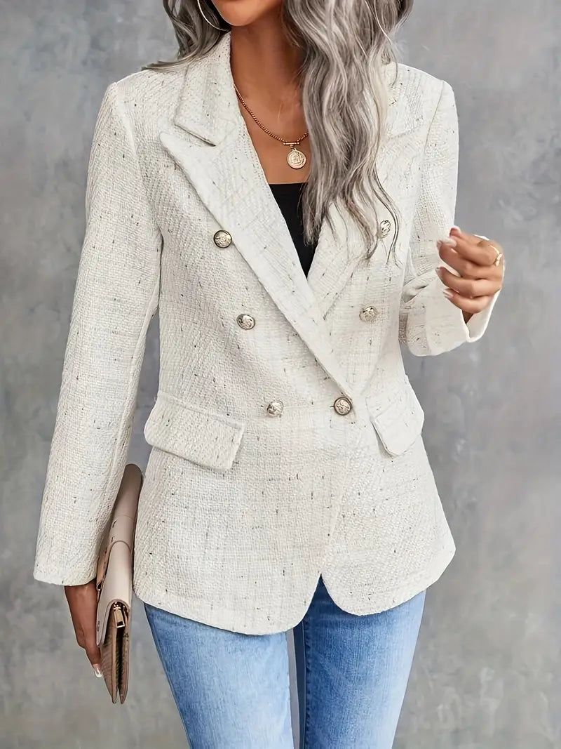 Beiger Doppelreihiger Blazer für Damen