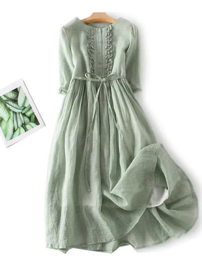 Leichte Leinenkleid mit Falten-Detail - Sofia