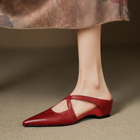 Mules Damen Mit Absatz & Arch Support – Elegante Spitzform Für Stilbewusste Frauen in Rot