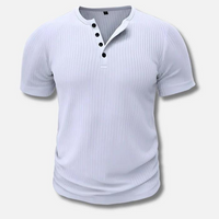 Herren Muscle Fit Kurzarm Henley T-Shirt in Weiß