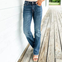 Roswitha | Hochgeschnittene Gerade Jeans in Vintage Dunkelblau