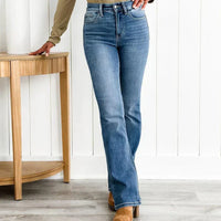 Roswitha | Hochgeschnittene Gerade Jeans in Mittleres Blau