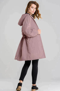 Wiebke | Damen Lässig Knopfverschluss Lange Regenjacke in Rosa