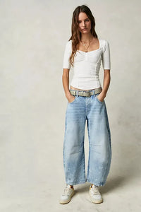 Damen Lässige Leichte Jeans | Niedrigbau in Hellblau