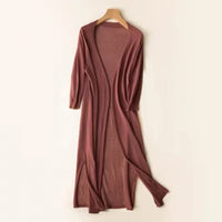 Christina | Damen Lange Leichte Strickjacke in Braun