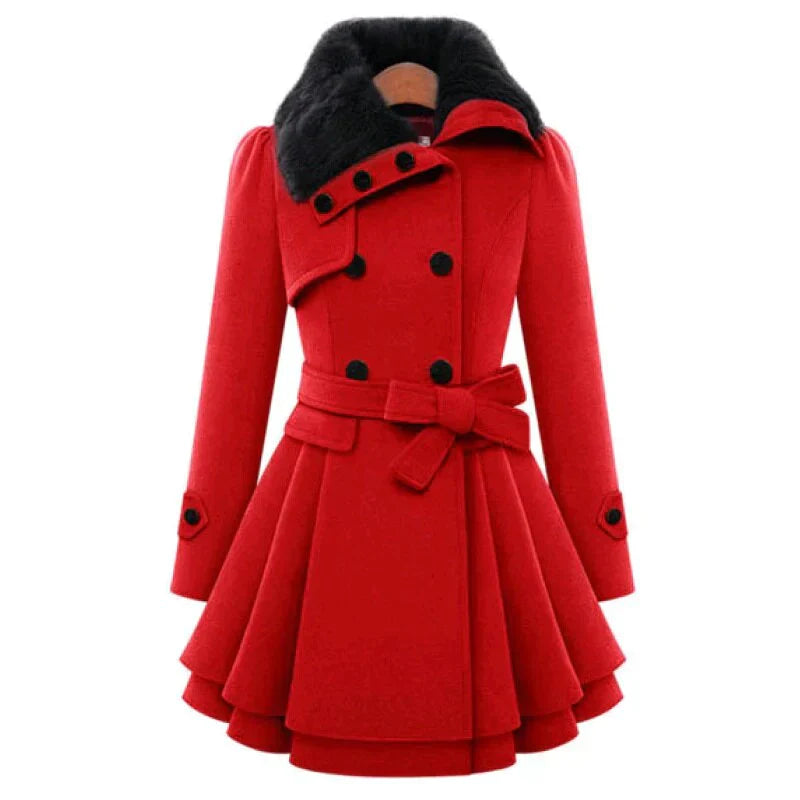 Yena - Stylischer Trenchcoat mit veganem Pelz