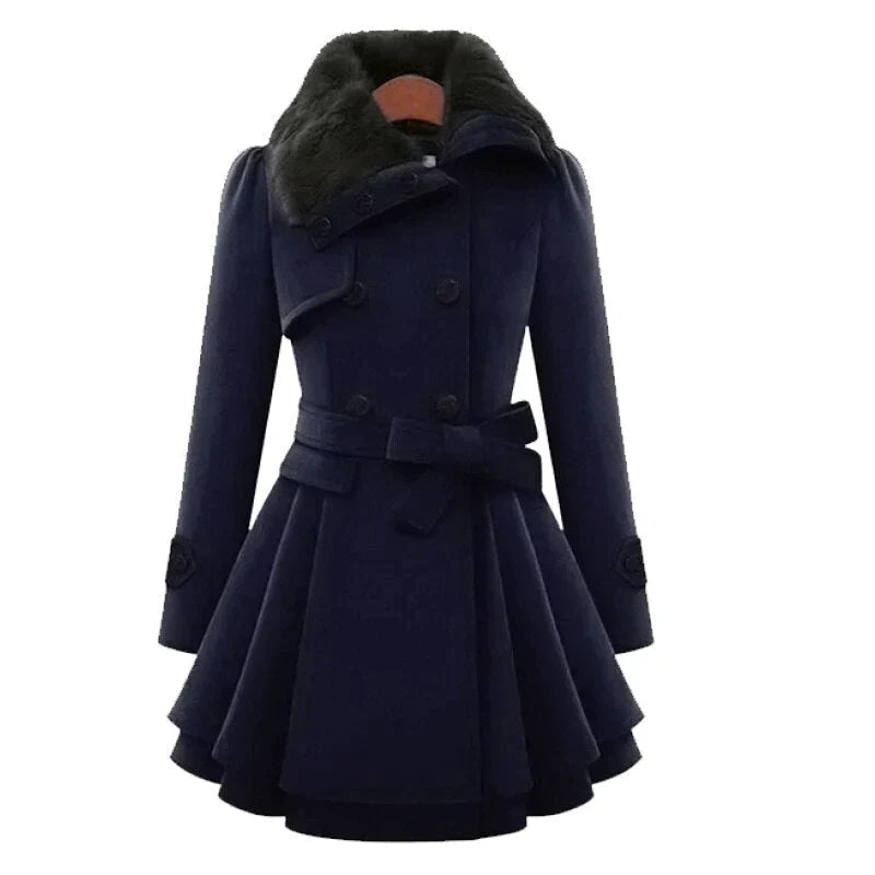 Yena - Stylischer Trenchcoat mit veganem Pelz