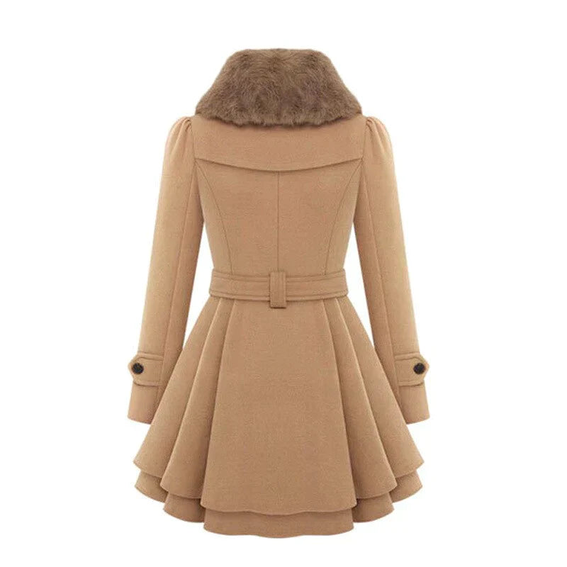 Yena - Stylischer Trenchcoat mit veganem Pelz