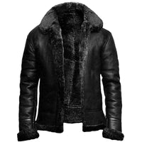 Noah | Elegante Lederjacke für Herren Mit Fell Winter in Schwarz