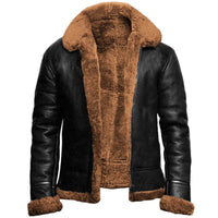 Noah | Elegante Lederjacke für Herren Mit Fell Winter in Braun
