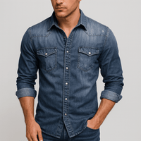 Patrick | Herren Jeanshemd mit Taschen in Blau