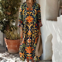 Nora | Bequemes Leinenkleid in Mehrfarbig