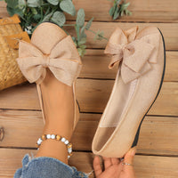 Damen Ballerinas mit XL-Schleifen-Applikation und glänzender Oberflächenstruktur in Khaki