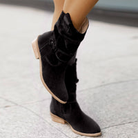 Damen Stiefeletten aus Wildleder mit Schnallen-Details und flachem Absatz – Stilvolle Herbst- und Winterboots in Schwarz