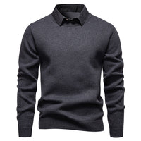 Herren Feinstrickpullover mit integriertem Hemdkragen‑Detail Nord Taschen in 9063 Dunkelgrau (gefüttert)