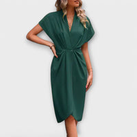 Serena - Midi-Wickelkleid in Dunkelgrün