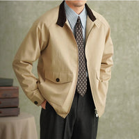Herren Harrington-Jacke mit Cordkragen und aufgesetzten Pattentaschen Nord Taschen in Hellkhaki