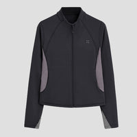 Damen Atmungsaktive Sportjacke mit Stehkragen, Raglanärmeln und Stretch-Einsätzen Nord Taschen in Schwarz