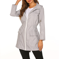 Regenjacke Damen Lang Mit Kapuze | Wetterfest & Kombinierbar in Grau