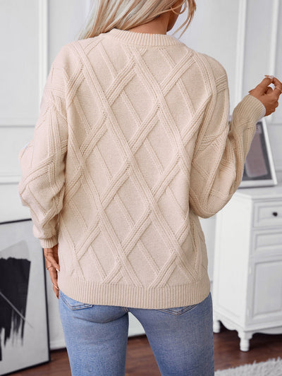 GEOMETRISCHER RUNDHALS-LANGARMPULLOVER | MODERNER STIL, KOMFORTABEL, VIELSEITIG