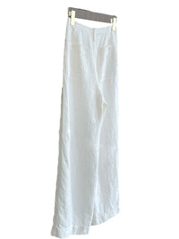 Damen Weite Leinen-Hose Nord Taschen in Weiß