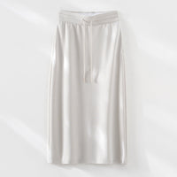 Damen Jersey-Midirock mit elastischem Tunnelzugbund und geradem Fall Nord Taschen in Beige-Apricot