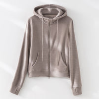 Damen weite Lounge-Hose mit elastischem Bund und Eingrifftaschen Nord Taschen in Khaki-Oberteil