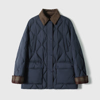 Damen Steppjacke mit karierten Akzenten Nord Taschen in Nachtblau