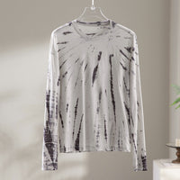 Herren Langärmeliges Batik-Longsleeve mit Slub-Struktur Nord Taschen in Steingrau