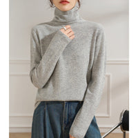 Damen Leichter Kaschmir-Mix Rollkragenpullover mit feinem Soft-Finish und schmaler Silhouette Nord Taschen in Muschelgrau