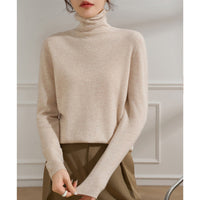 Damen Leichter Kaschmir-Mix Rollkragenpullover mit feinem Soft-Finish und schmaler Silhouette Nord Taschen in Teebeige