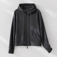 Damen Kapuzen-Performance-Zipjacke mit Reißverschluss und seitlichen Eingriffstaschen Nord Taschen in Dunkelgraues Oberteil