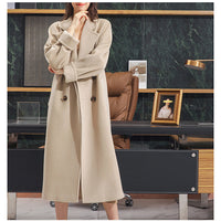 Damen Stilvoller Wollmantel Nord Taschen in Beige
